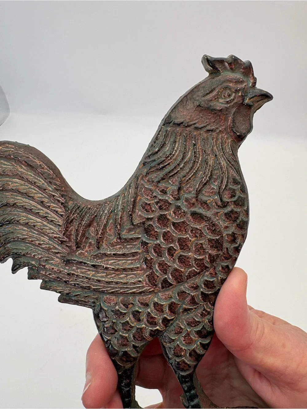 Rustic Iron Rooster Wall Hook - Brown Metal Home Decor